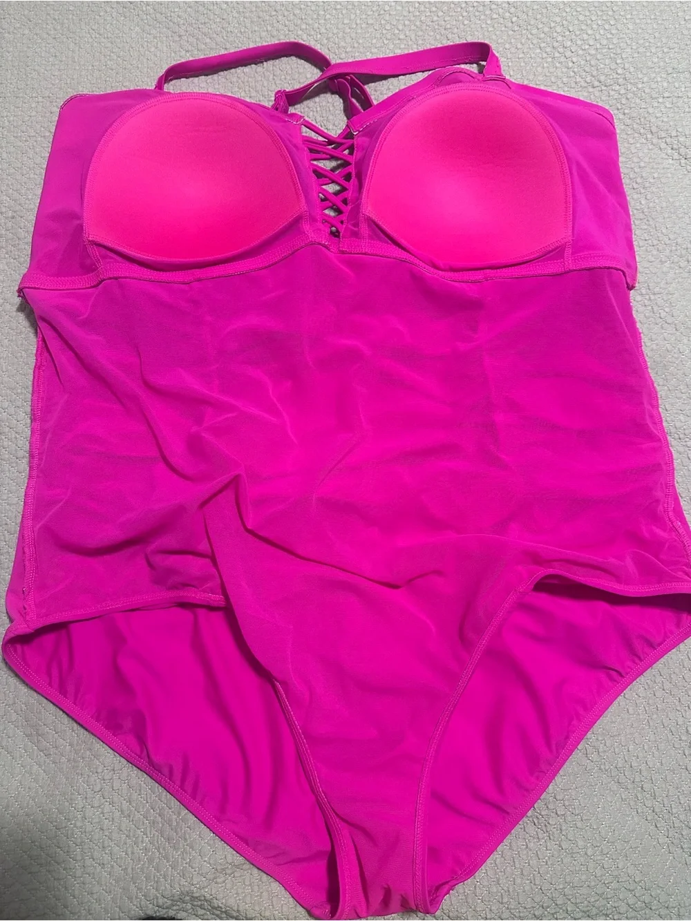 torrid Hot Pink Lace-Up One-Piece Swimsuit